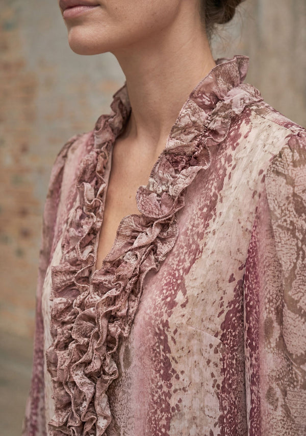 I SAY Vibse Ruffle Blouse Blouses N86 Rose Snake