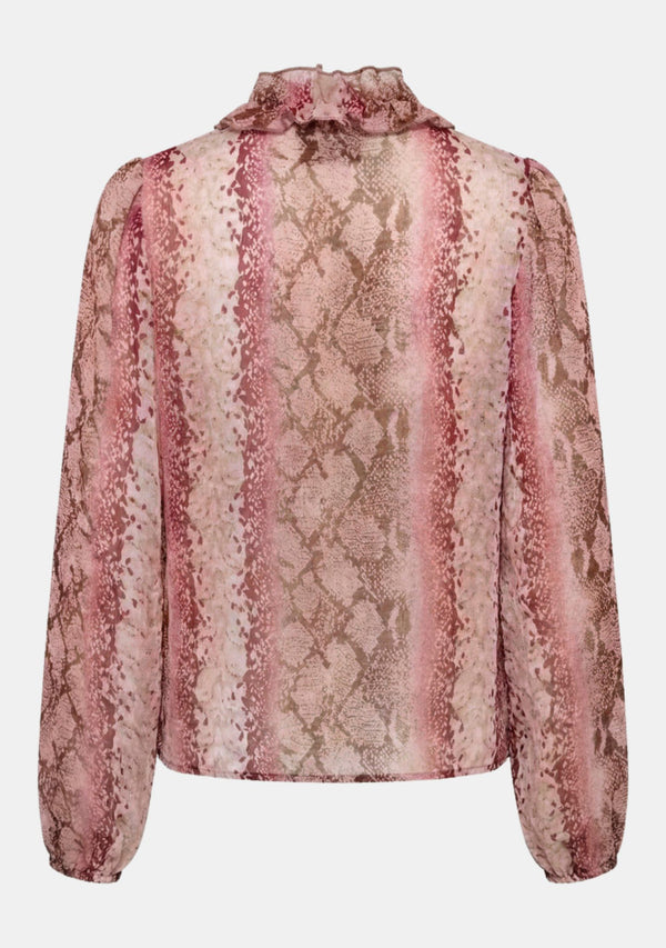 I SAY Vibse Ruffle Blouse Blouses N86 Rose Snake