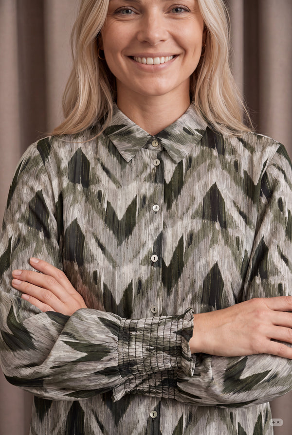 I SAY Vibse Shirt Shirts N11 Khaki ZigZag