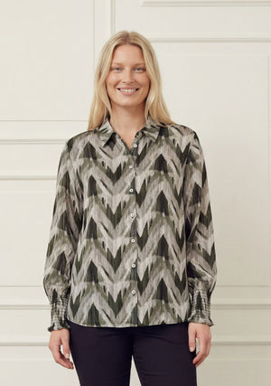 I SAY Vibse Shirt Shirts N11 Khaki ZigZag